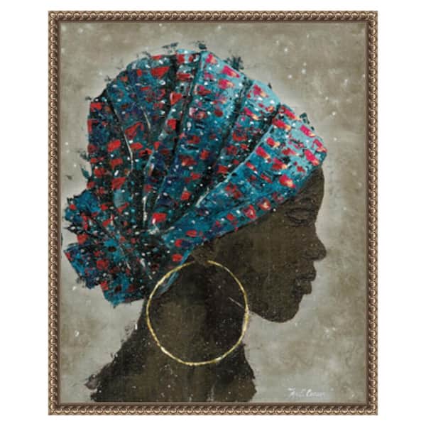 Amanti Art Profile of a Woman I by Marie Elaine Cusson 16 in. W x 20 in. H. Canvas Wall Art Print Framed in Bronze