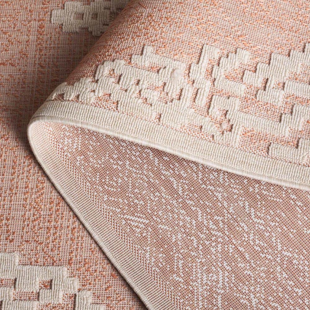 Ivory Geometric 9' x 12' Wool Blend Indoor/Outdoor Rug
