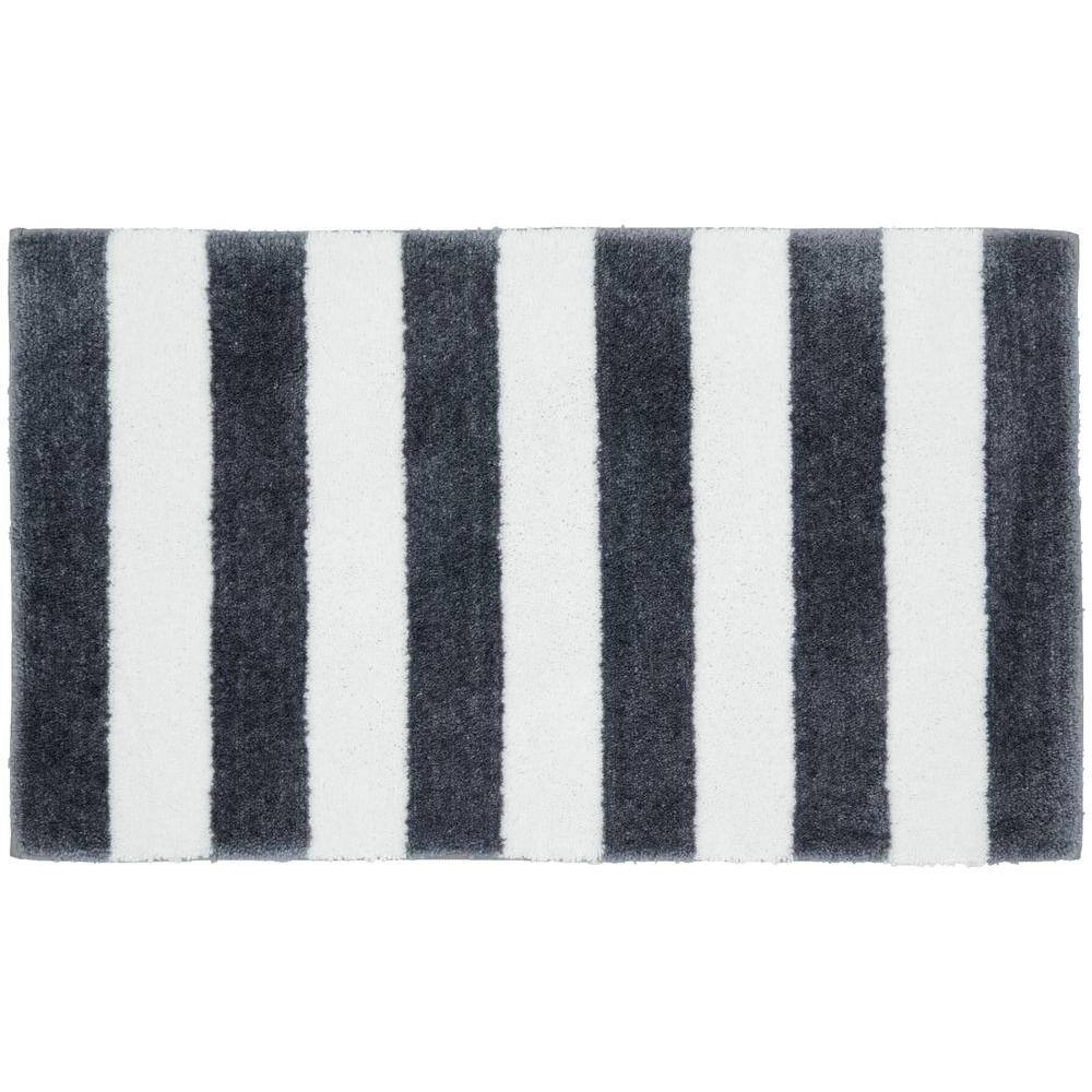 Garland Rug Beach Stripe Cinder Gray White 21 In X 34 In Bath