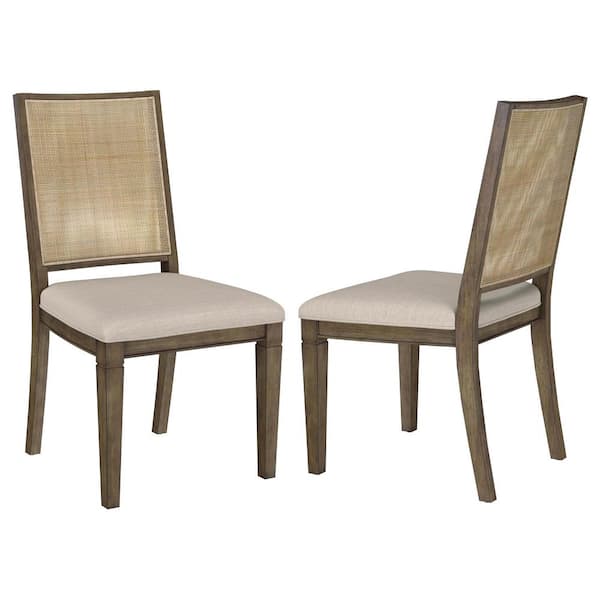 Coaster Matisse Light Brown Fabric Woven Rattan Back Dining Side Chair (Set of 2)