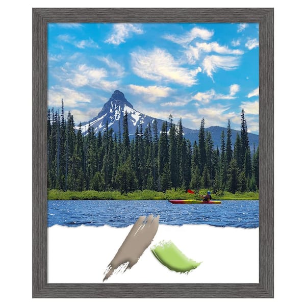 Amanti Art Pinstripe Plank Grey Thin Picture Frame Opening Size 18 x 22 in.
