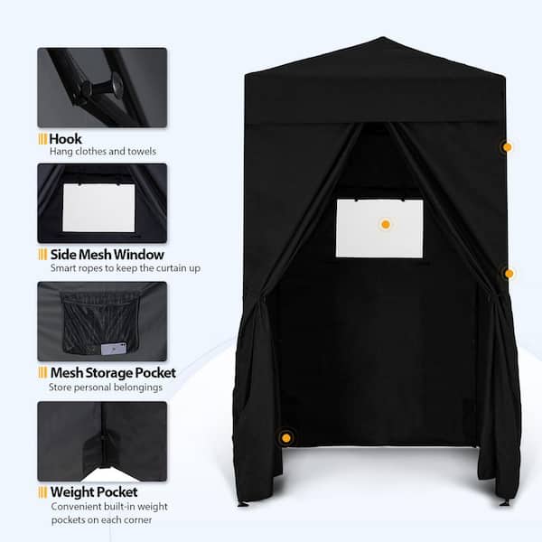 EAGLE PEAK 4 ft. x 4 ft. Black Flex Ultra Compact Pop-Up Changing Room  Canopy Portable Privacy Cabana CR16-BLK-AZ - The Home Depot