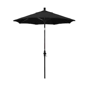7.5 ft. Bronze Aluminum Pole Fiberglass Ribs Market Collar Tilt Crank Lift Outdoor Patio Umbrella in Black Sunbrella