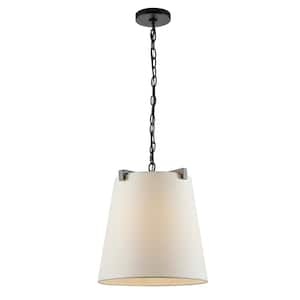 Krelia 9-Watt 1-Light White Pendant Light with Cotton Shade