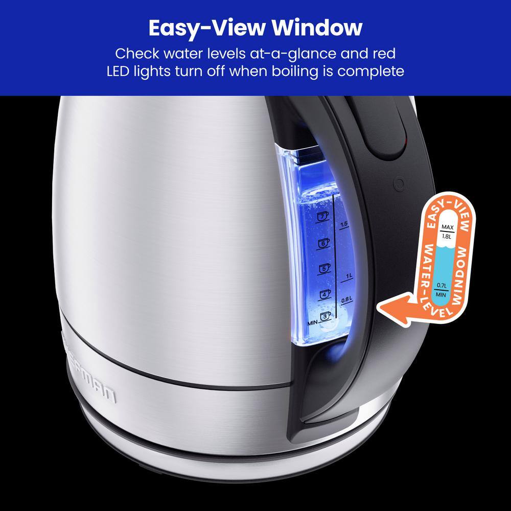 Chefman Stainless Steel Electric Kettle with Auto Shutoff and LED Indicator