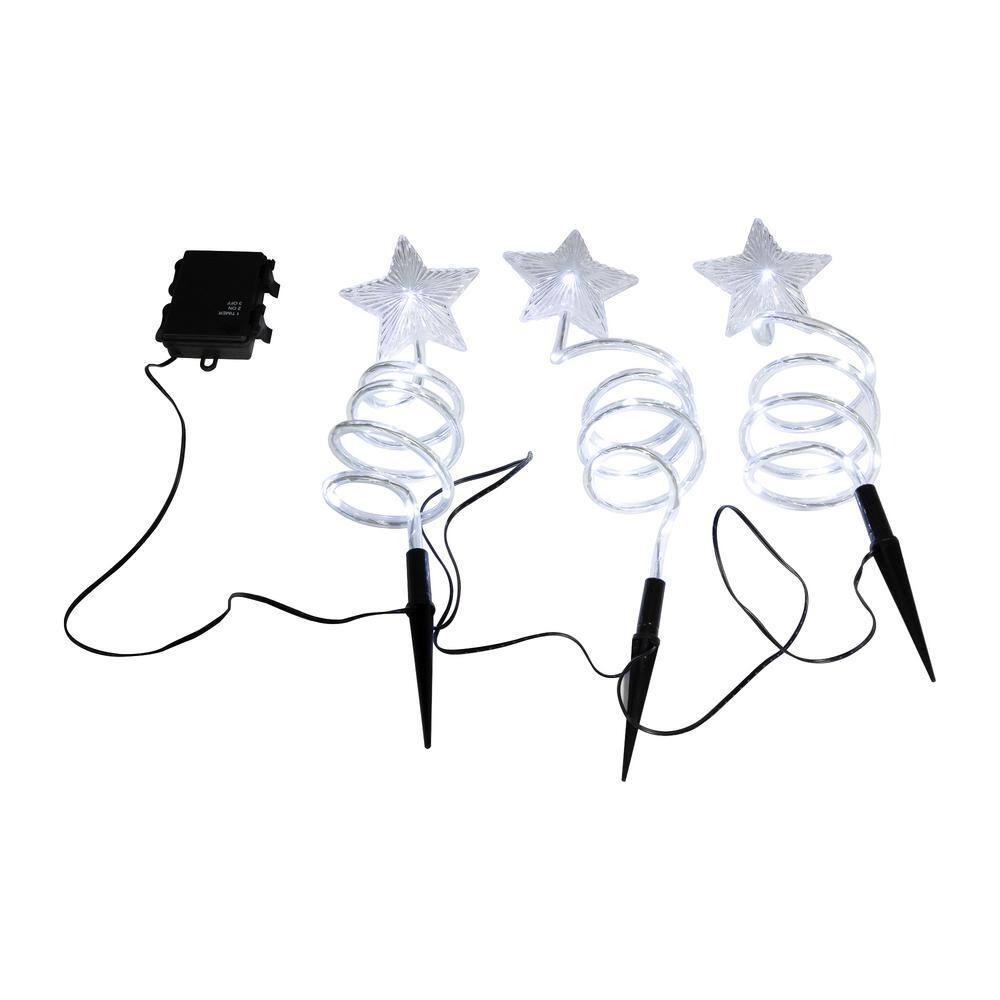 LUMABASE Battery Operated Spiral Star Christmas Pathway Lights (Set of 3) 61703 The Home Depot