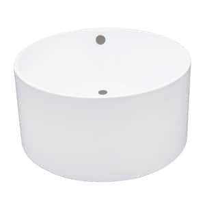 Aqua Eden 45 in. x 44.5 in. Acrylic Flatbottom Soaking Freestanding Bathtub in Glossy White/Brushed Nickel with Drain