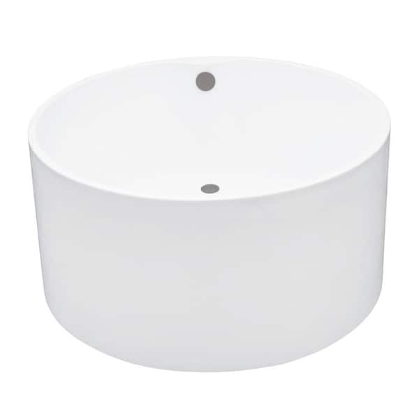 Aqua Eden 45 in. x 44.5 in. Acrylic Flatbottom Soaking Freestanding Bathtub in Glossy White/Brushed Nickel with Drain