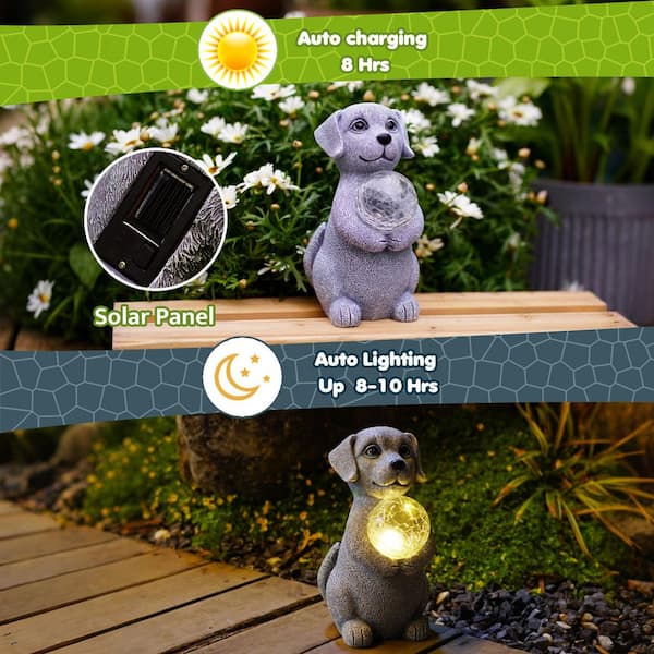 Goodeco 8.4 in. Solar Dog Garden Statues - Unique Gifts for