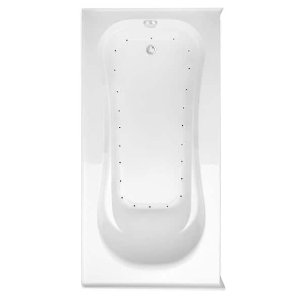 Aquatic Vecelli 72 in. Acrylic Right Drain Rectangular Alcove Air Bath Tub in White