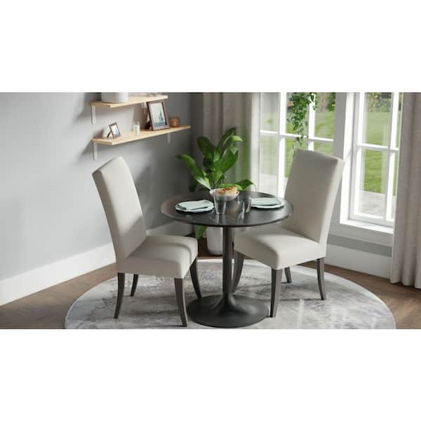 Carolina Chair & Table Enzo 40 in. Round Black Marble Top with Black Pedestal Base (Seats 4)
