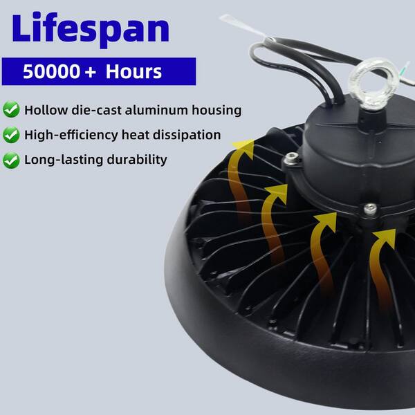 WYZM 11 in. 450-Watt Equivalent Integrated LED Black UFO High Bay