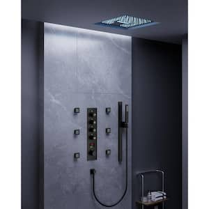15-Spray Patterns Dual Shower Head LED 16 in. Ceiling Mount Fixed and Handheld Shower Head in Matte Black
