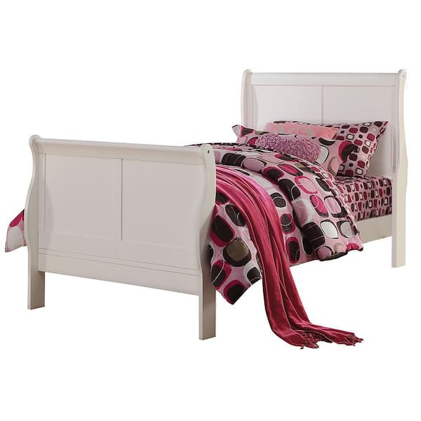 Louis Philippe III White Wood Frame Full Platform Bed