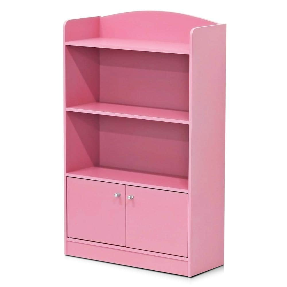 Furinno Kidkanac 38.58 In. Pink Faux Wood 4-shelf Standard Bookcase 