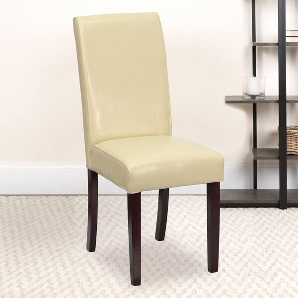 ivory leather parsons dining chairs