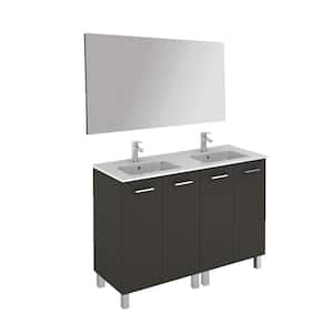 Logic 47.3 in. W x 18.0 in. D x 33.0 in. H Bath Vanity in Anthracite with Ceramic Vanity Top in White with Mirror