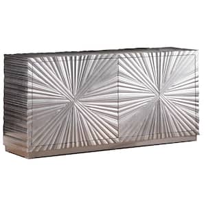 Lacy 66 in. L Silver Metallic Sideboard