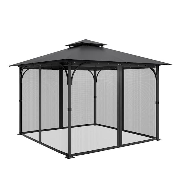 Gazebo Netting Replacement, Compatible with 10 x 10 x 6.7 ft. Gazebos, 4-Panel Patio Netting with Double Zipper Closure