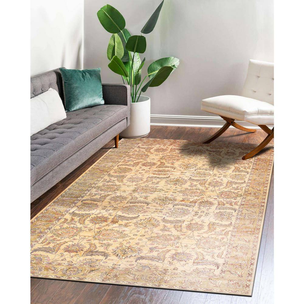 Beige Hand Knotted Wool Agra Rug, 14'10 x 23'6