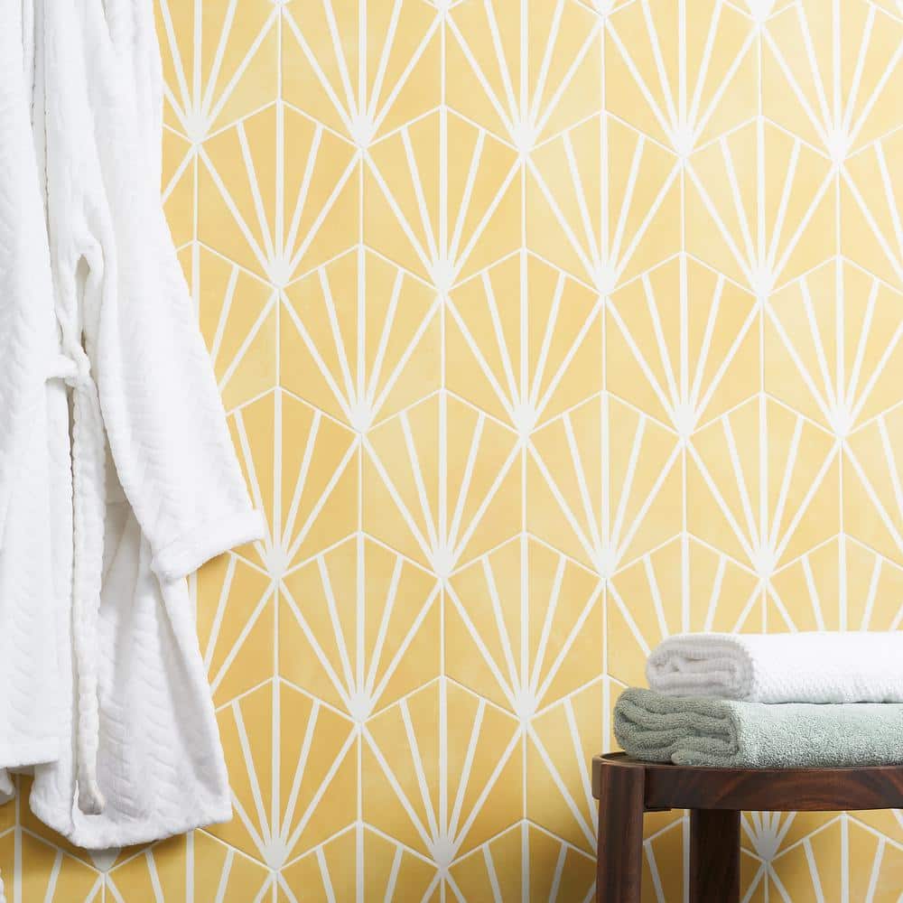 GeoHex Yellow Matte Porcelain Hexagon Floor and Wall Tile