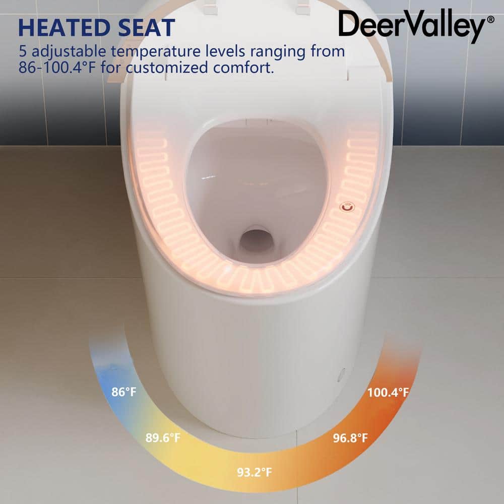 White Tankless Smart Elongated Toilet with Heated Seat