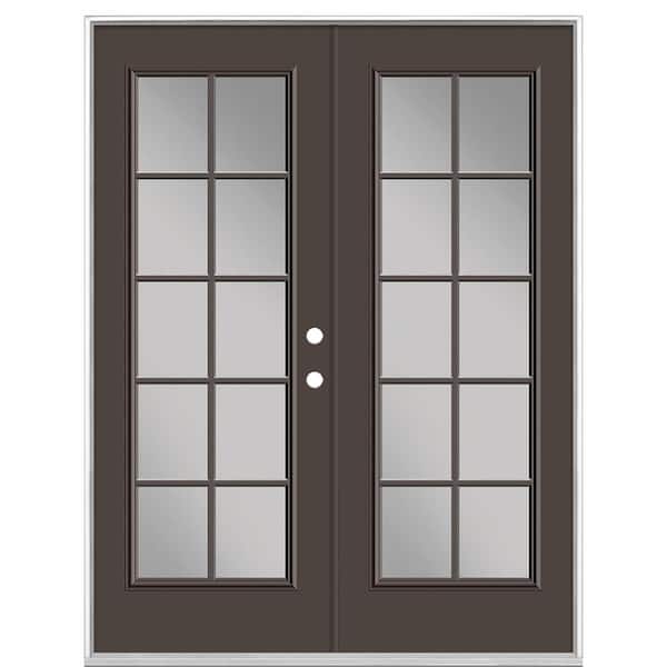 Masonite 60 in. x 80 in. Willow Wood Steel Prehung Left-Hand Inswing 10-Lite Clear Glass Patio Door without Brickmold
