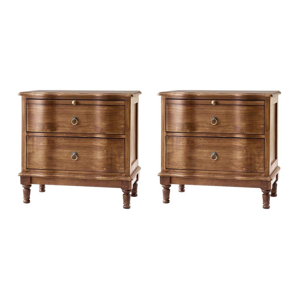 Di Walnut 2-Drawer 26 in. W Nightstand with Built-in Power Outlet (Set of 2) - thumbnail 7