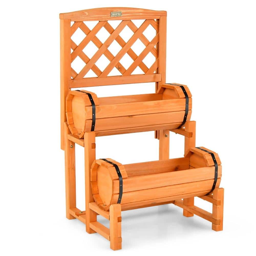 Orange 2-Tier Raised Garden Bed With Cylindrical Planter Boxes And Climbing Trellis price history on PriceWatchPro