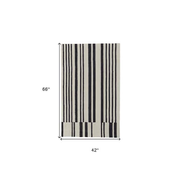 4 ft. x 6 ft. Ivory and Black Abstract Area Rug