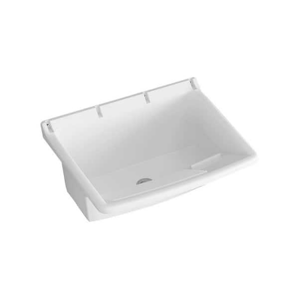 Mediterraneo 20.47 in. D x 22.44 in. 2.64 Gal. Wall Mount/Freestanding Laundry/Utility Sink in White No Faucet
