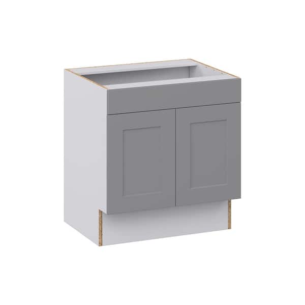 J COLLECTION Roseland 30 in. W x 24 in. D x 32.5 in. H Assembled Shaker Accessible ADA Sink Base Kitchen Cabinet in Slate Gray