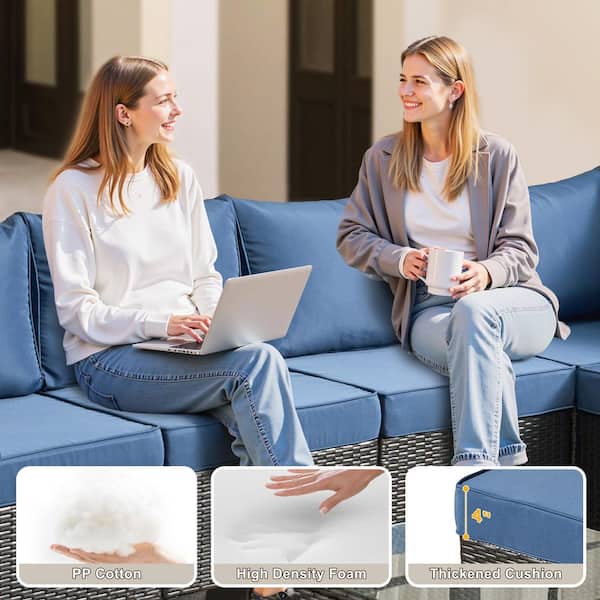 Tranquillity 7-Pieces Wicker Patio Conversation Seating Sofa Set