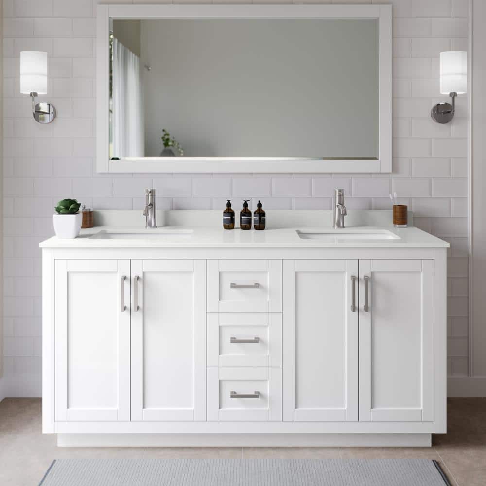 Miranda 66 in. W x 22 in. D x 33.75 in. H Double Bath Vanity in White with White Quartz Top price history on PriceWatchPro