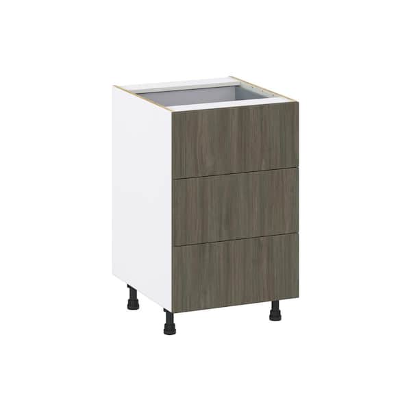 J COLLECTION 21 in. W x 34.5 in. H x 24 in. D Medora Textured Slab Walnut Shaker Assembled Base Kitchen Cabinet with 4 Drawers
