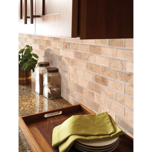 Tuscany Ivory Beveled Subway 12 in. x 12 in. Honed Travertine Mesh-Mounted Mosaic Wall Tile (9.7 sq. ft./Case)