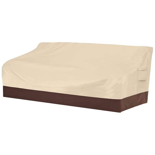 79 in. x 37 in. x 35 in. Beige and Brown Heavy Duty Outdoor Sofa Cover, Waterproof Patio Furniture Cover with Air Vent
