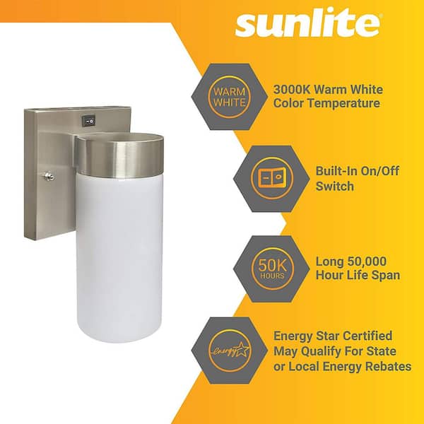 Sunlite 4 5 In Brushed Nickel Led Dimmable Energy Star Modern Wall Light Sconce With On Off Switch And Acrylic Shade 3000k Hd03007 1 - Wall Sconce With Built In On Off Switch Sunlite 4 5 In Brushed Nickel Led Dimmable Energy Star Modern Wall Light Sconce With On Off Switch And Acrylic Shade 3000k Hd03007 1 - Wall Sconce With Built In On Off Switch