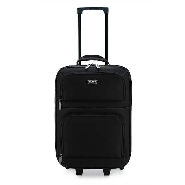 ELITE LUGGAGE 19.5 in. Black Carry-On Rolling Suitcase with Protective Foam Padding