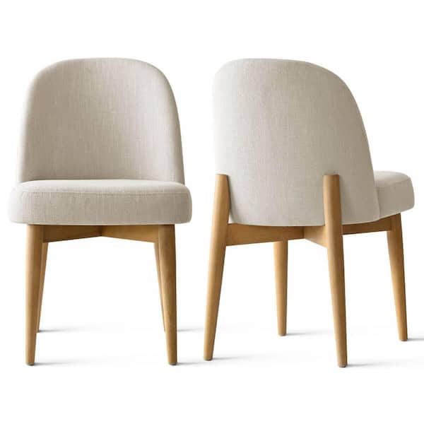 Beige Linen Upholstered Parson Chair(Set of 2)
