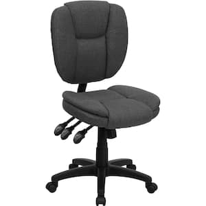 Mid-Back Gray Fabric Multi-Functional Ergonomic Swivel Task Chair
