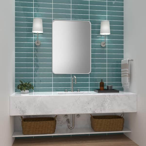 Costa Clara Caribbean Teal 3 in. x 12 in. Glazed Ceramic Wall Tile (12 sq. ft./Case)