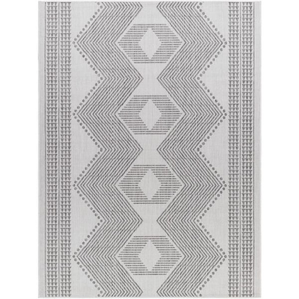 Livabliss Long Beach Gray/Light Gray Diamond 8 ft. x 10 ft. Indoor/Outdoor Area Rug
