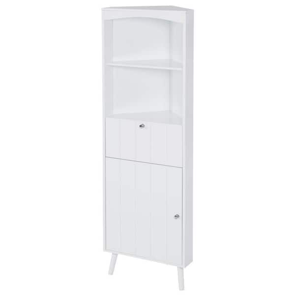 RiverRidge Somerset 26-in x 70-in x 18.31-in White Freestanding Corner  Linen Cabinet