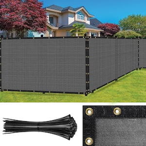 Ultra  Heavy-Duty  200 GSM Privacy Fence Screen Grey - 8 ft. x 50 ft.  Non-Recycled Polyethylene 90% Cable Zip Ties