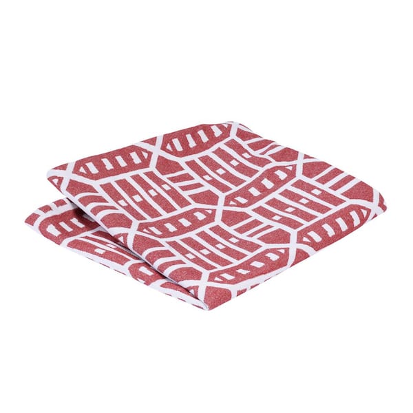 Astella Pacifica 24 in. x 24 in. Roland Red Square Outdoor Throw Pillow Cover