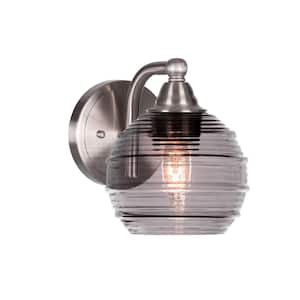 Madison 6 in. 1-Light Brushed Nickel Wall Sconce with Standard Shade
