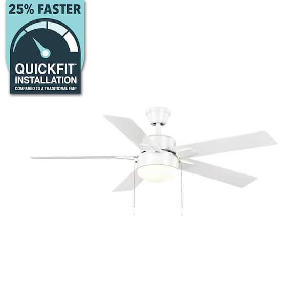 52 in. Corwin Indoor/Outdoor Matte White LED Ceiling Fan with Light Kit