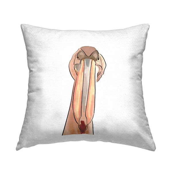 Stupell Industries Fun Pelican Coastal Bird Portrait Tan Square Outdoor Throw Pillow