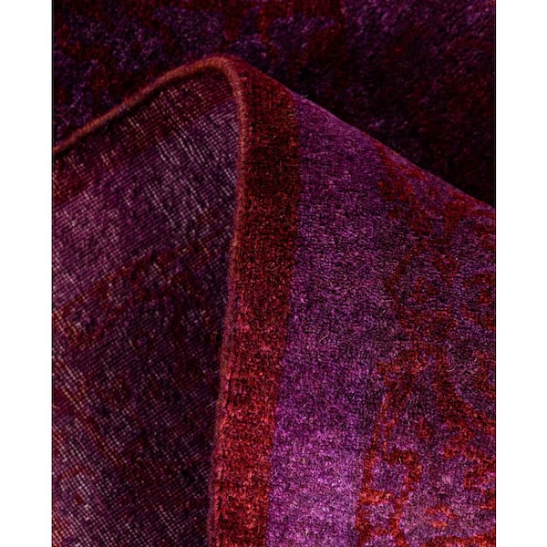 Overdyed Purple 4 ft. x 4 ft. Solid Wool Indoor Runner Rug